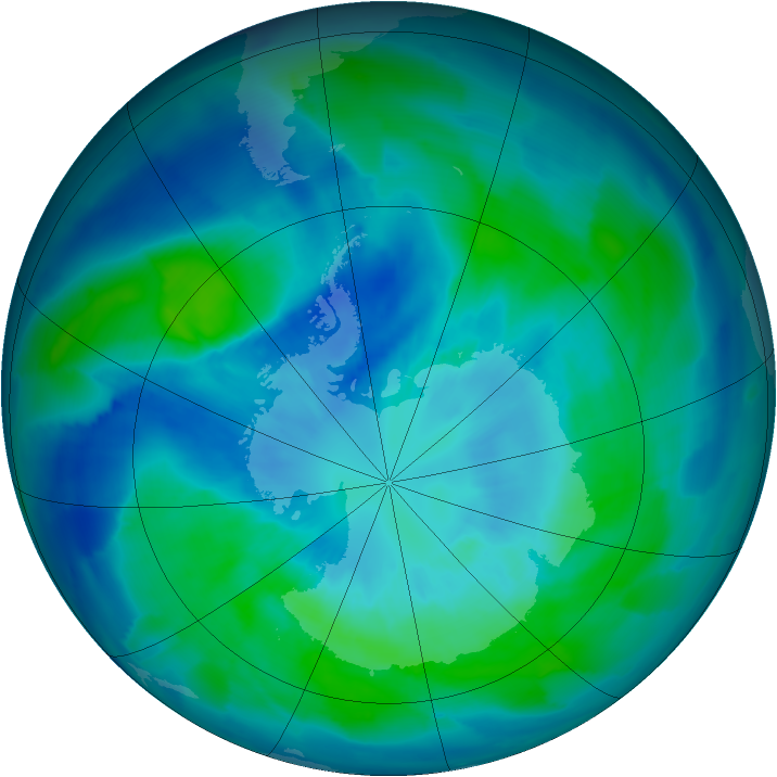 Antarctic ozone map for 26 March 2012